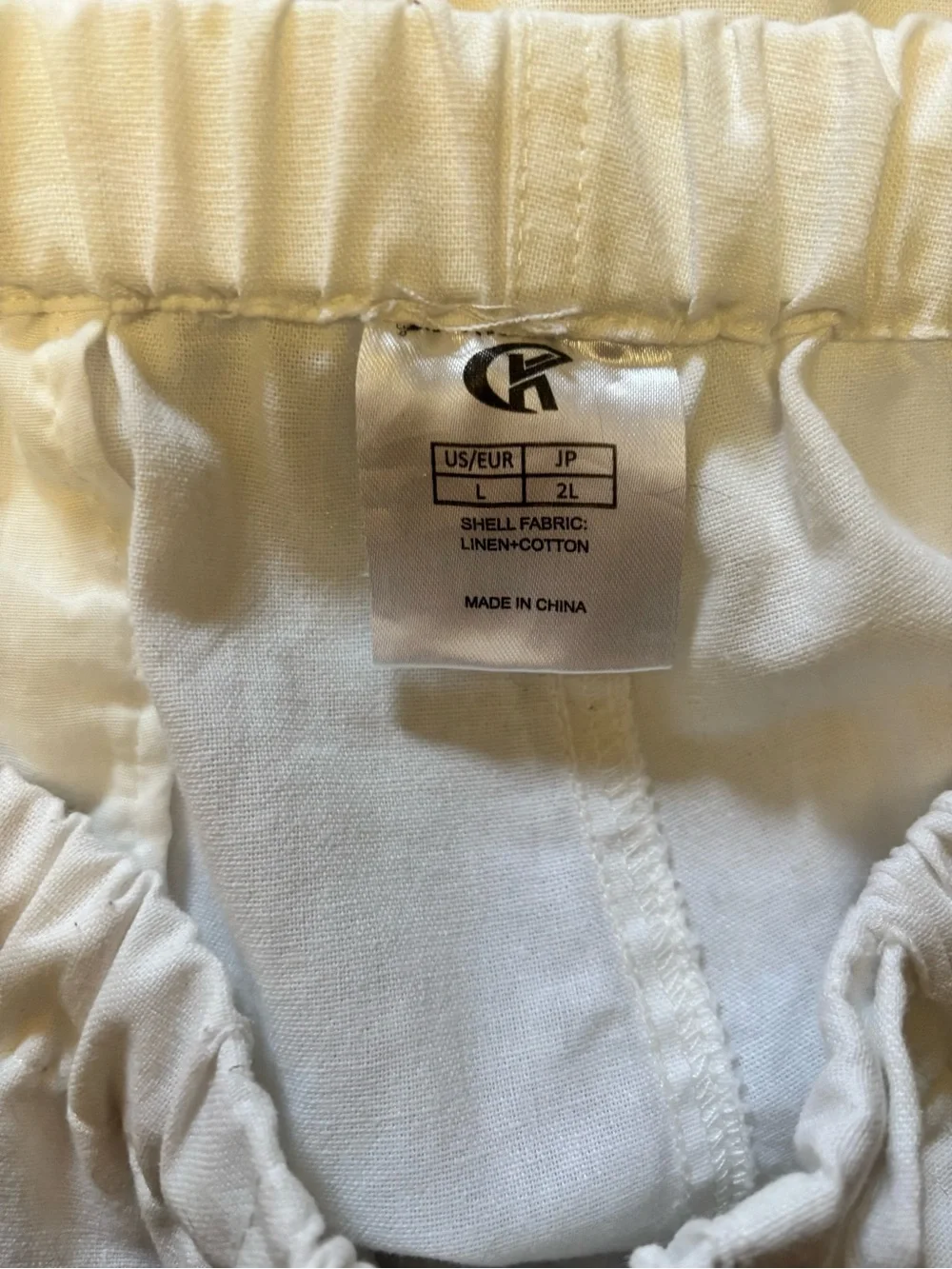 Calvin Klein white Elastic Waist Linen-Cotton Pants - Picture 6 of 6